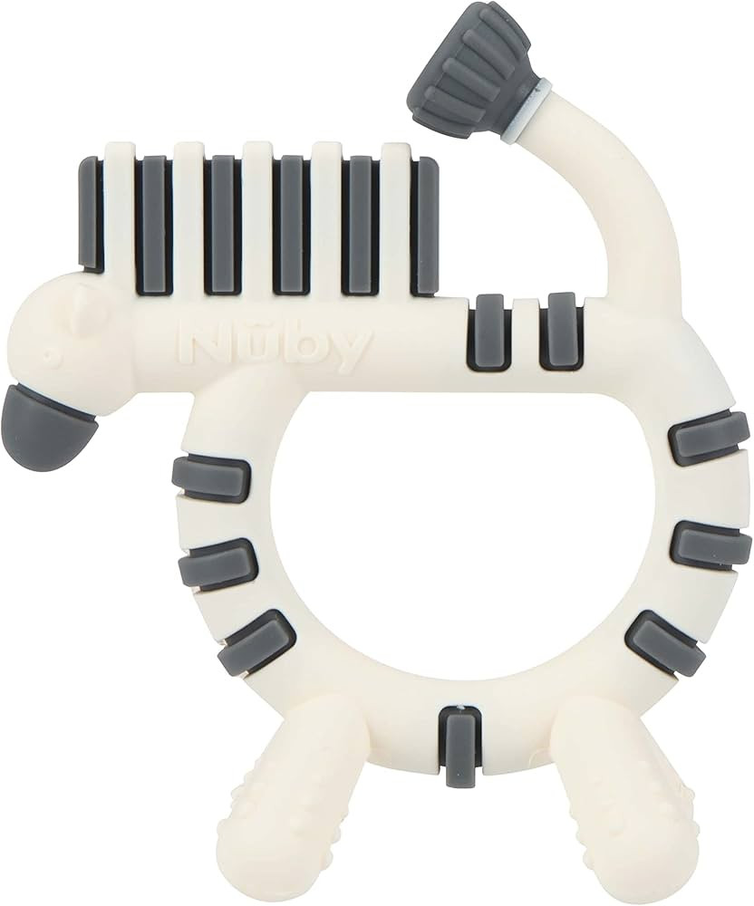 Nuby Geo Zoos Massaging Silicone Teether with Multiple Textures, 3m+, Zebra | Amazon (US)