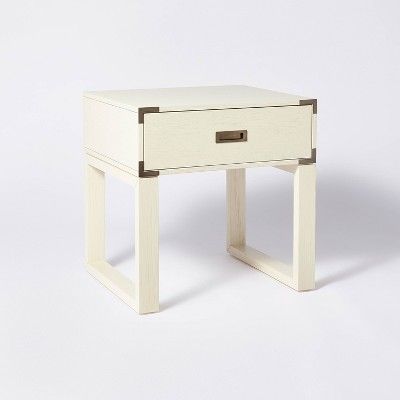 Blue Creek Campaign Side Table Nightstand Cream - Threshold&#8482; designed with Studio McGee | Target