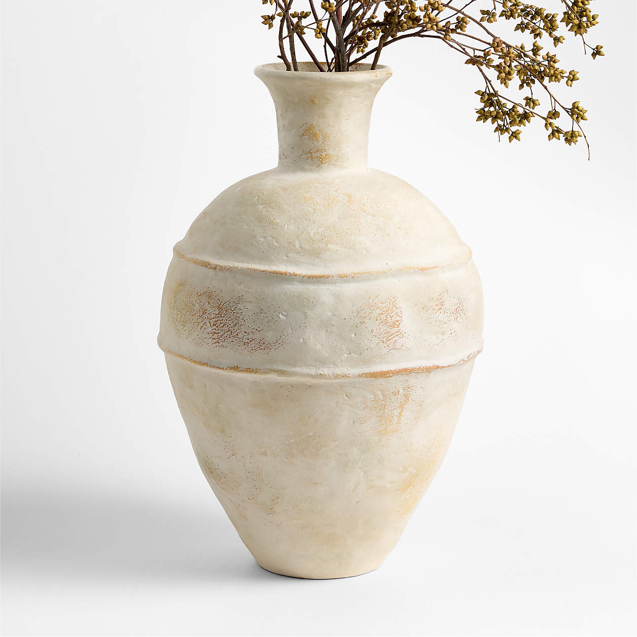 Museion Large Cream Earthenware Clay Vase 18.5 by Jeremiah Brent | Crate & Barrel | Crate & Barrel