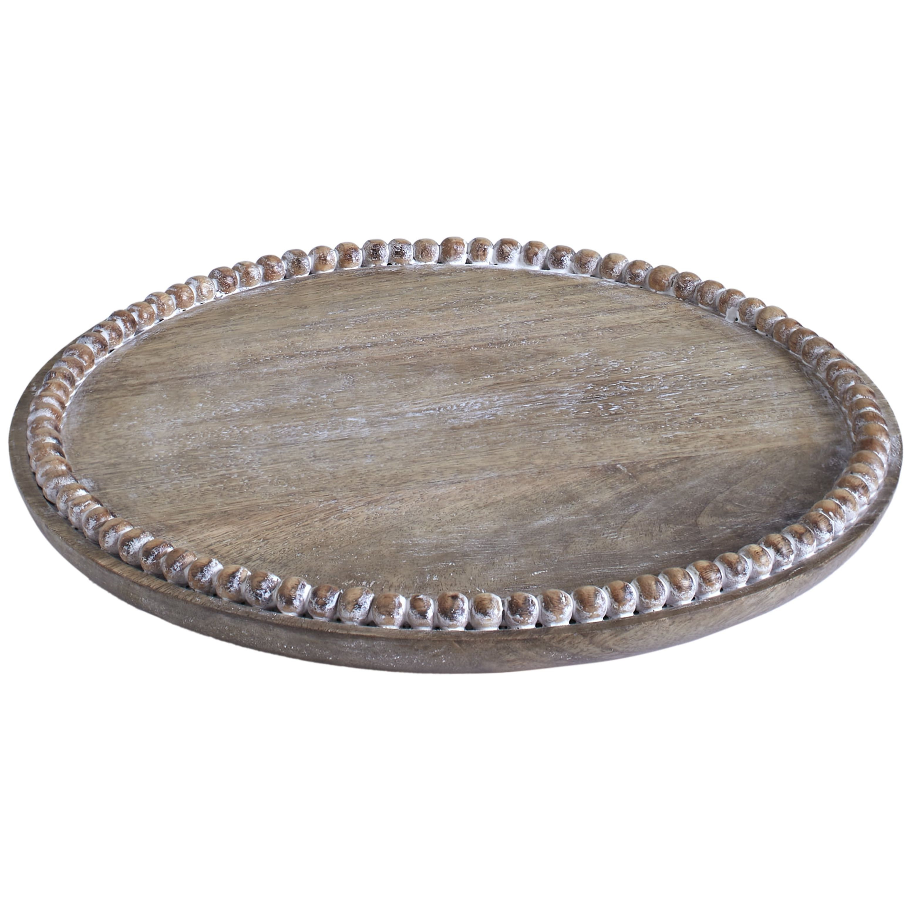 My Texas House 12" Natural Bead Wood Round Decorative Tray - Walmart.com | Walmart (US)
