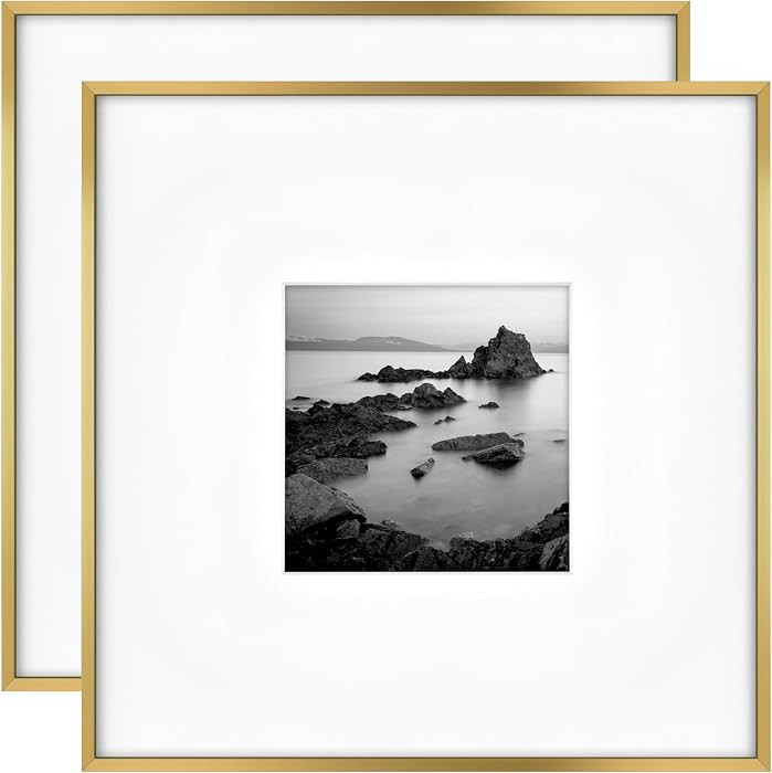 MCS Master & Co. Foundry Metal 18x18 Matted Picture Frame with 8x8 Photo Display, Brass Vertical ... | Amazon (US)