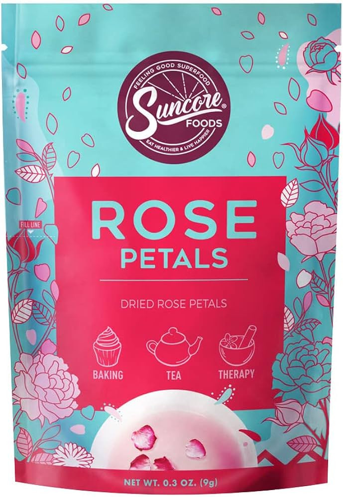 Suncore Foods Dried Rose Petals Bloom, Caffeine-Free Tea, Gluten-Free, Non-GMO, 0.3oz (1 Pack) | Amazon (US)