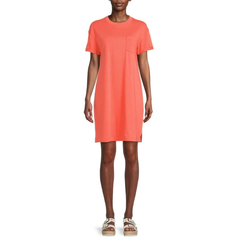 Time and Tru Women's T-Shirt Dress with Chest Pocket - Walmart.com | Walmart (US)