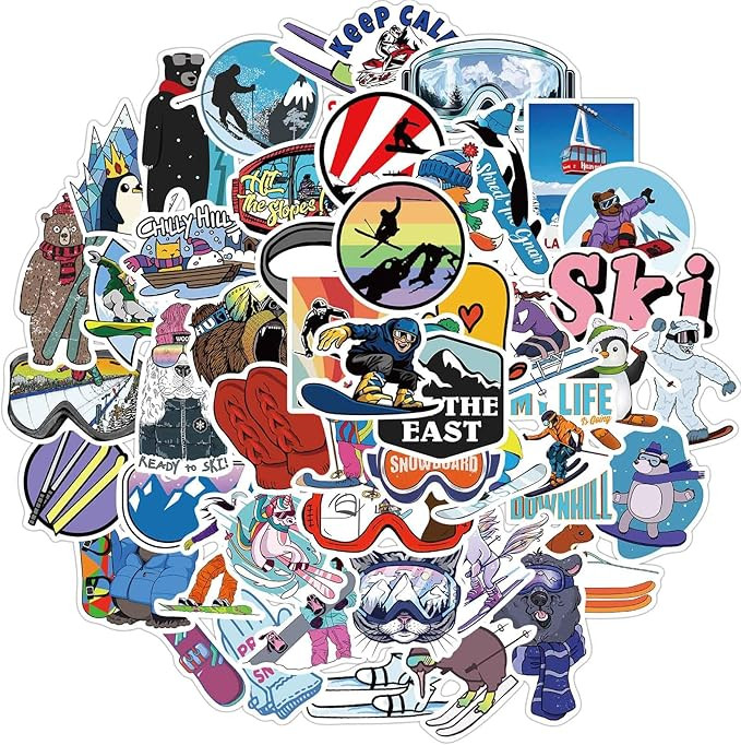50PCS Cute Ski Stickers Pack, Cool Winter Skiing Stickers for Kids Teens Adults, Waterproof Ski S... | Amazon (US)