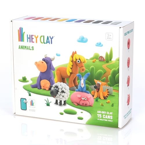 Fat Brain Toys Hey Clay Animals, Air Dry Clay Kit with Interactive App for Kids & Tweens, Modeling Clay and Crafts Set | Amazon (US)
