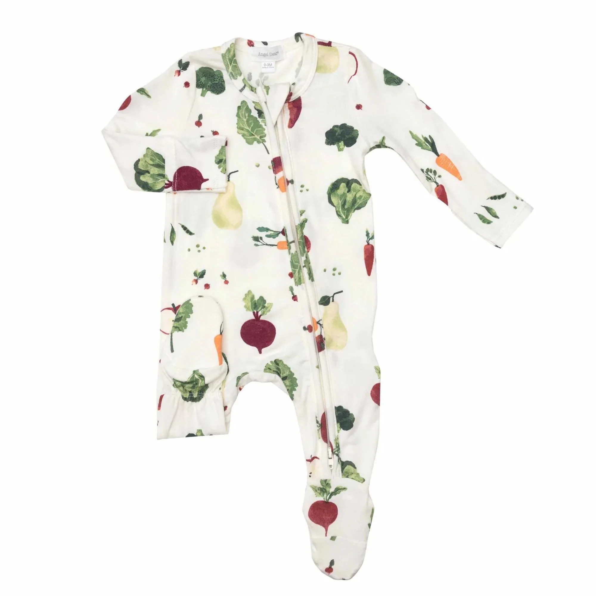 Zip Footie, Watercolor Veggies | SpearmintLOVE