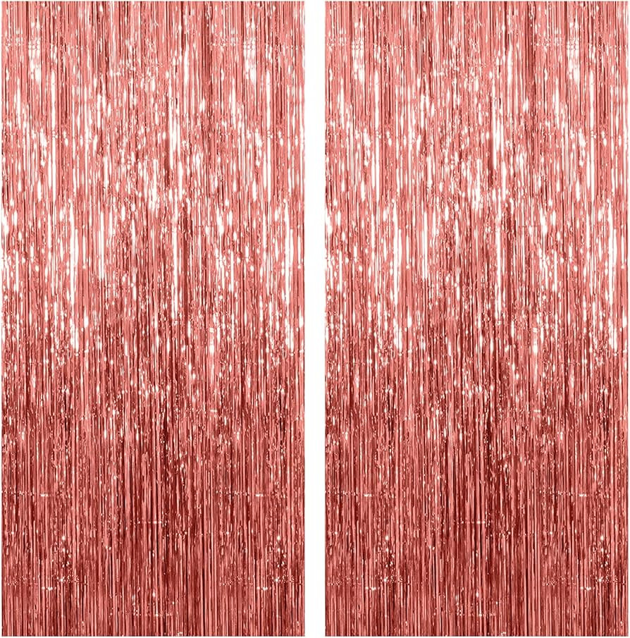 2 Pack Rose Gold Backdrop Birthday Decorations Foil Curtain Backdrop Bachelorette Party Decoratio... | Amazon (US)