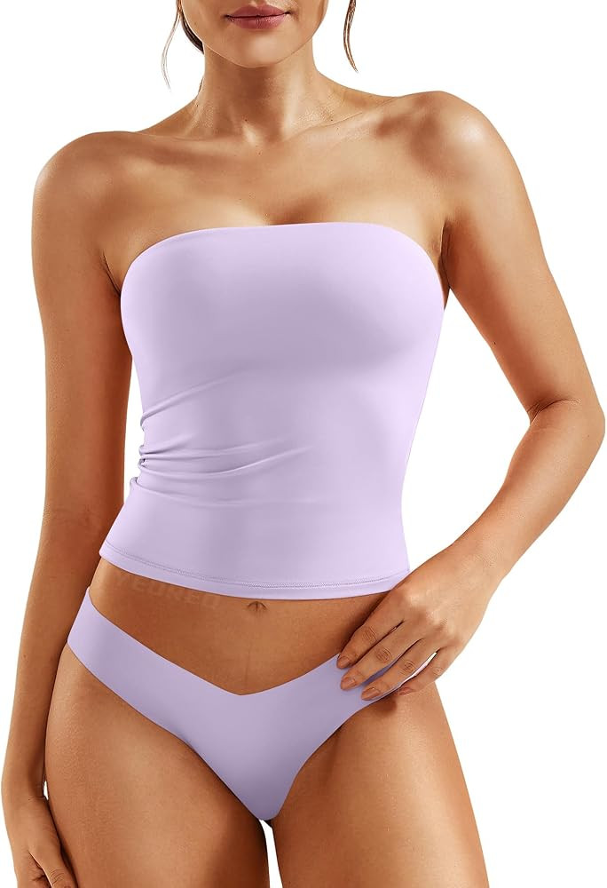YEOREO Sophie Women Sexy Long Tube Tops Double Lined Basic Y2K Summer Cute Strapless Fitted Bande... | Amazon (US)