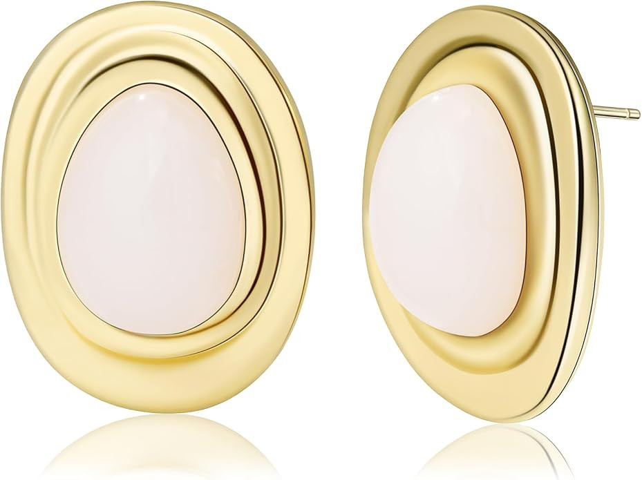 Acrylic Gold Stud Earrings Chunky Statement Vintage Jewelry for Women | Amazon (US)