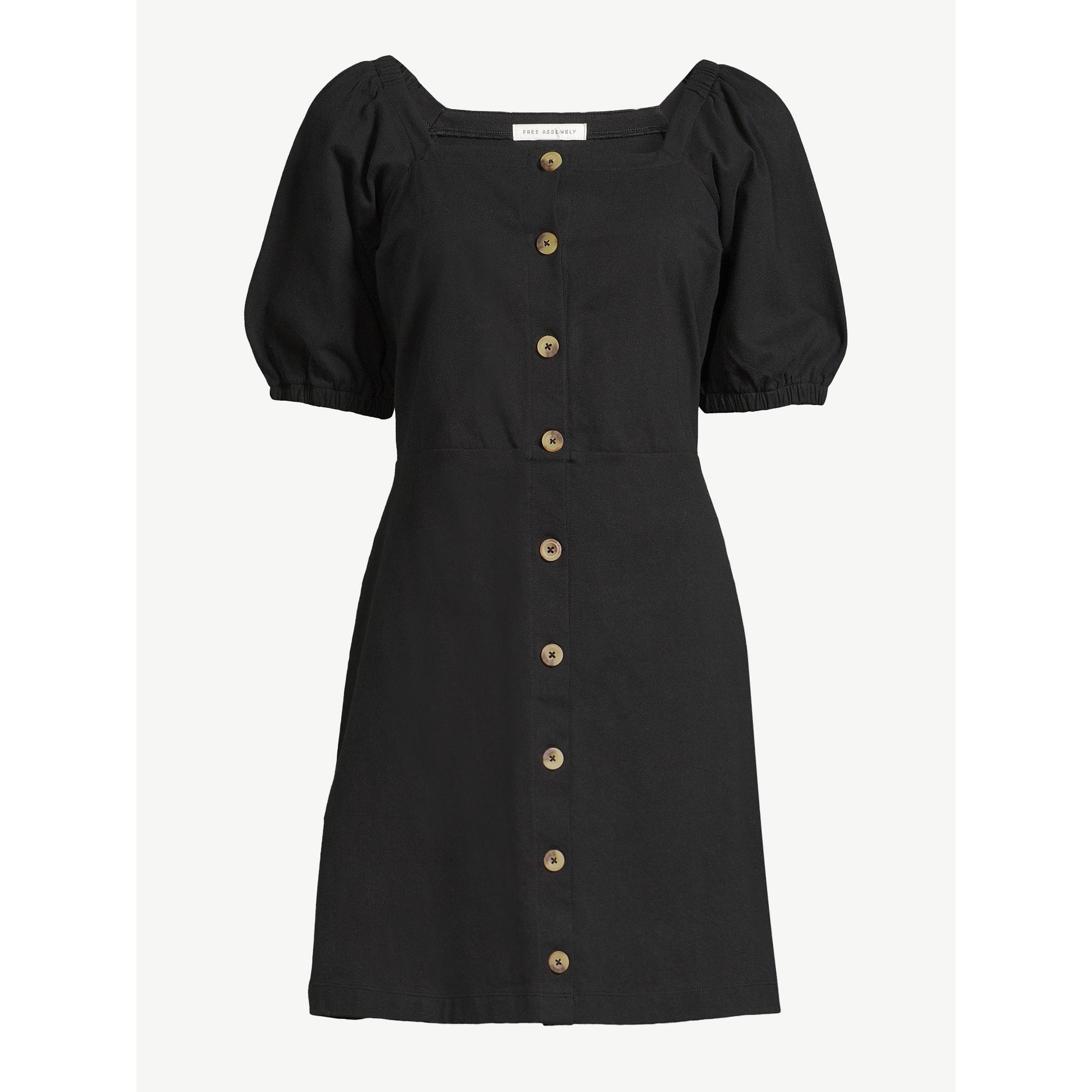 Free Assembly Women's Square Neck Dress with Puff Sleeves | Walmart (US)