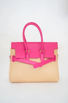 Soft Rattan Handbag with Faux Leather Flap Closure- Sample Sale- Final Sale | Lisi Lerch Inc