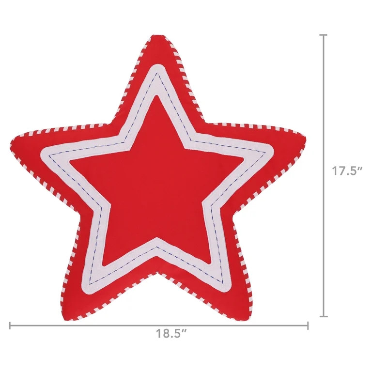 Star-Shaped Decorative Pillow, Red and White, 18.5" x 17.5", Patriotic by Way To Celebrate | Walmart (US)