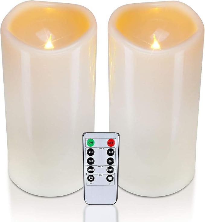 Homemory 4" x 8" Waterproof Outdoor Flameless Candles, Battery Operated Flickering LED Pillar Can... | Amazon (US)