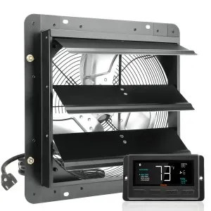 VEVOR Shutter Exhaust Fan, 14'' with Temperature Humidity Controller,  EC-motor, 1513 CFM, 10-Spe... | Vevor