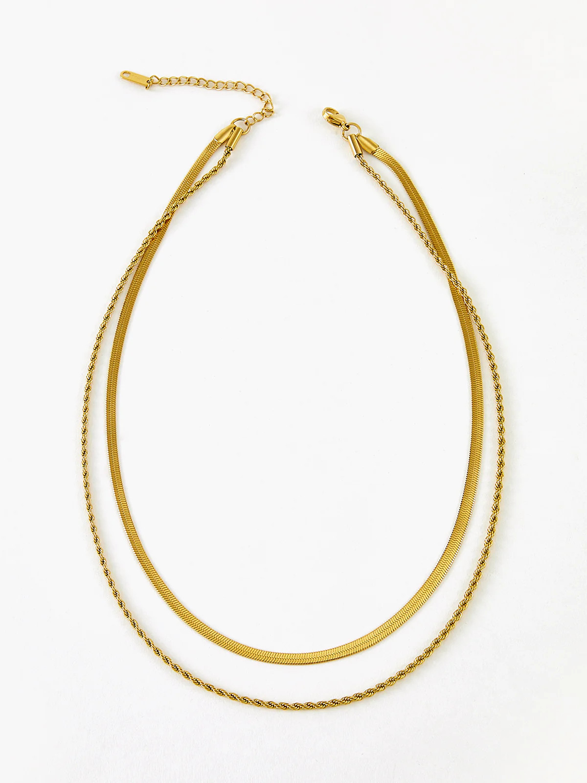 Double-Layer Snake & Twist Chain Necklace | Commense