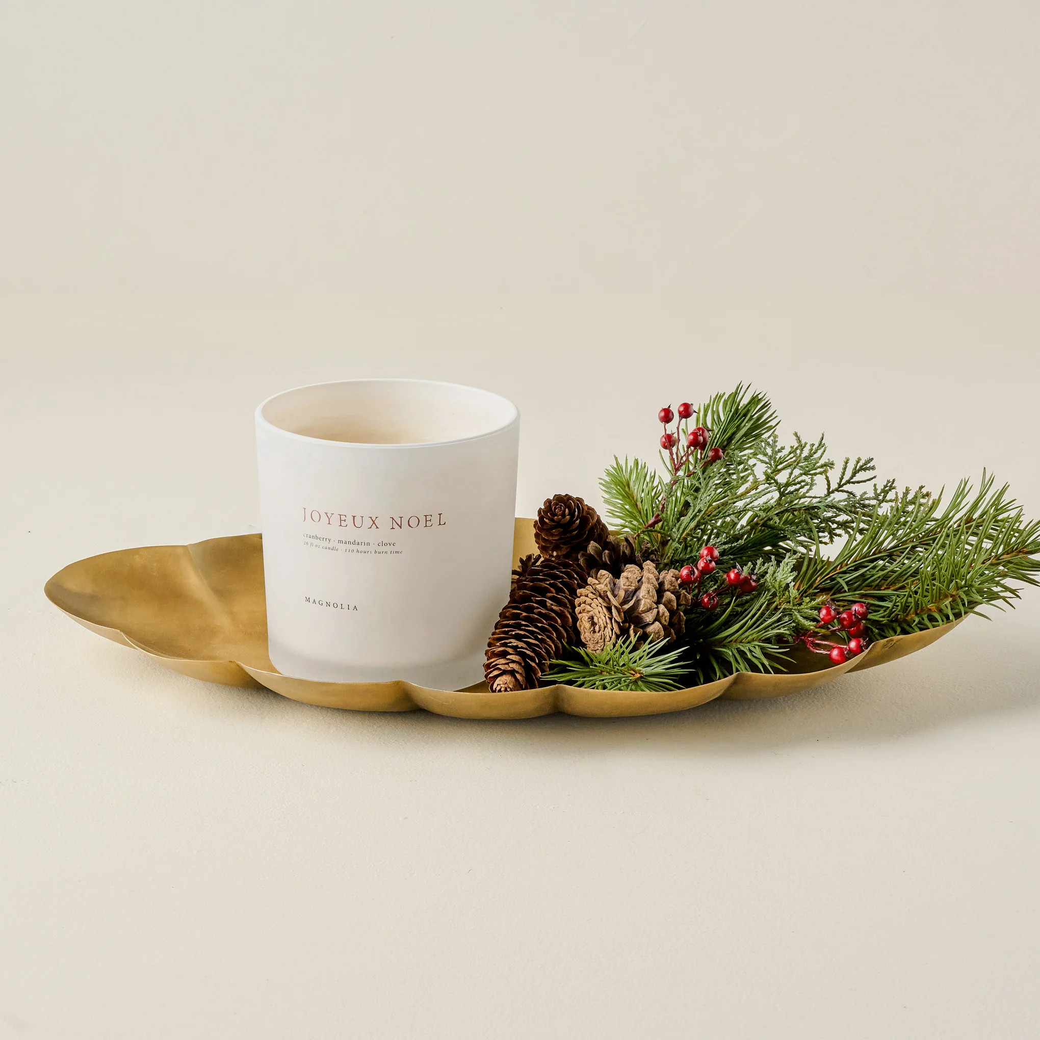 Antiqued Brass Oval Scalloped Tray | Magnolia