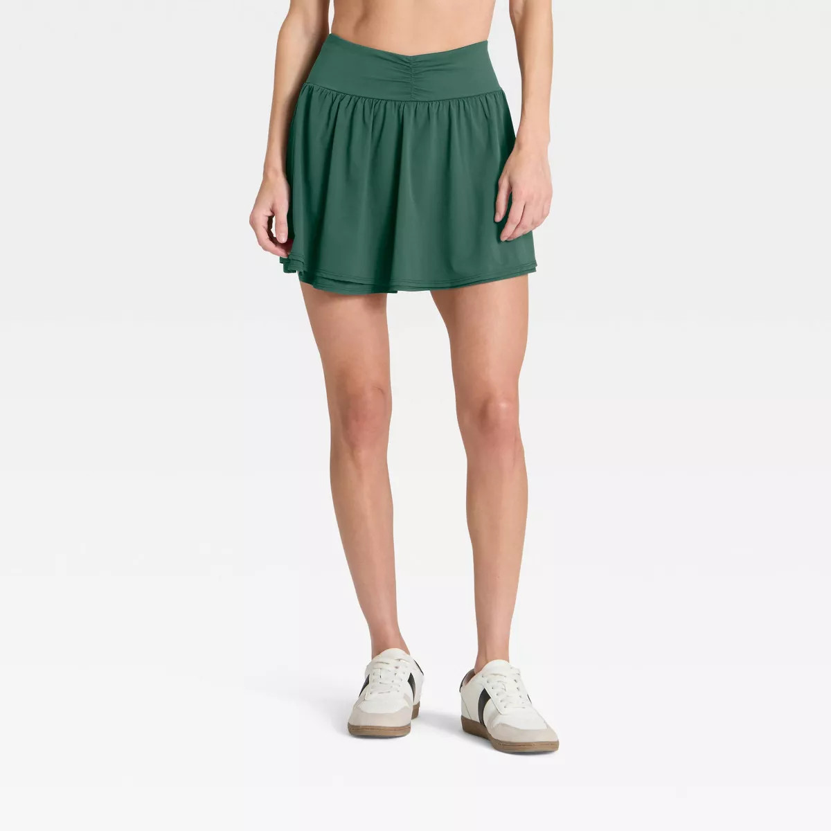 Women's Woven Shirred Skort - All In Motion™ Dark Green XL | Target
