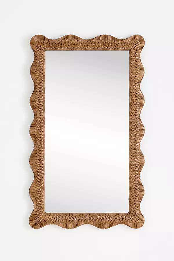 Wallie Wavy Woven Scallop Rattan Wall Mirror | Anthropologie (US)