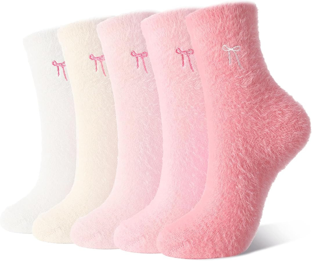 5 Paar Kuschelsocken Damen 35-40, Weiche Flauschige Winter Socken Warme Bequeme Hausschuhe Socken... | Amazon (DE)