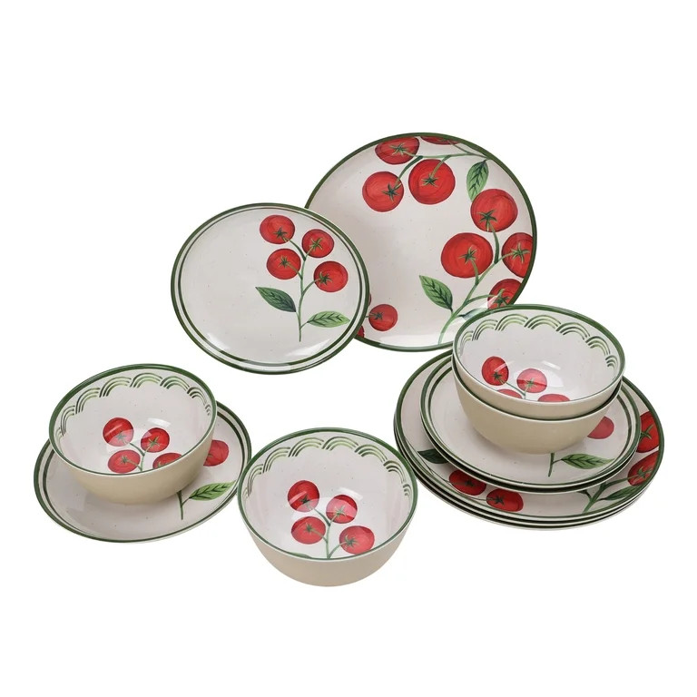 Better Homes & Gardens 12 Piece Bamboo Melamine Tomato Dinnerware Set | Walmart (US)