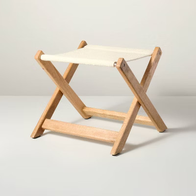 Foldable Outdoor Patio Stool Natural/Cream - Hearth & Hand™ with Magnolia | Target