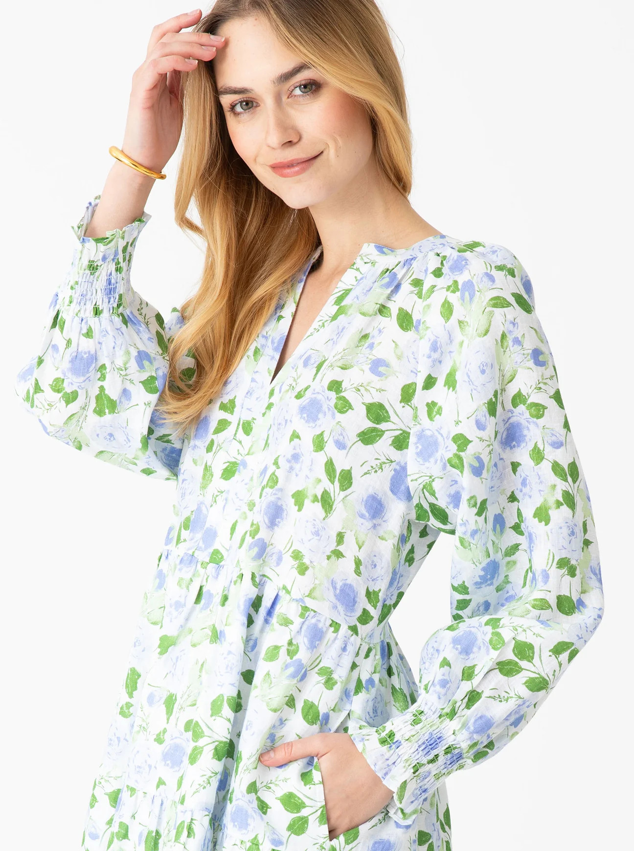 Megan Dress - Rosebud in Sky | MAHI GOLD