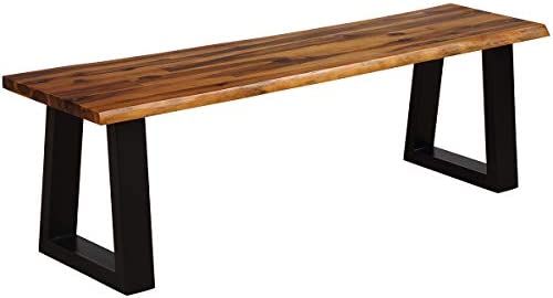 Giantex Wooden Dining Bench Seating Chair Rustic Indoor &Outdoor Furniture (Rustic Brown&Black) | Amazon (US)