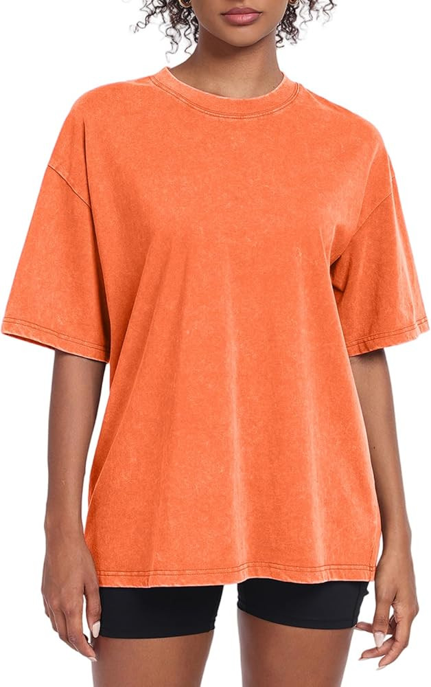 Womens Washed Vintage Oversized T-Shirt Baggy Workout Tops Short Sleeve Cotton Tshirts Streetwear... | Amazon (US)
