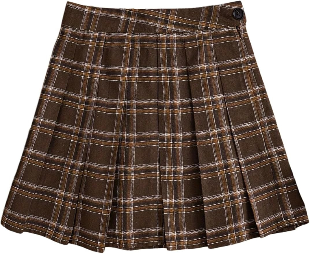 SweatyRocks Women's Plaid Pleated Casual A Line High Waist Mini Skirt with Hidden Zipper for Dail... | Amazon (US)