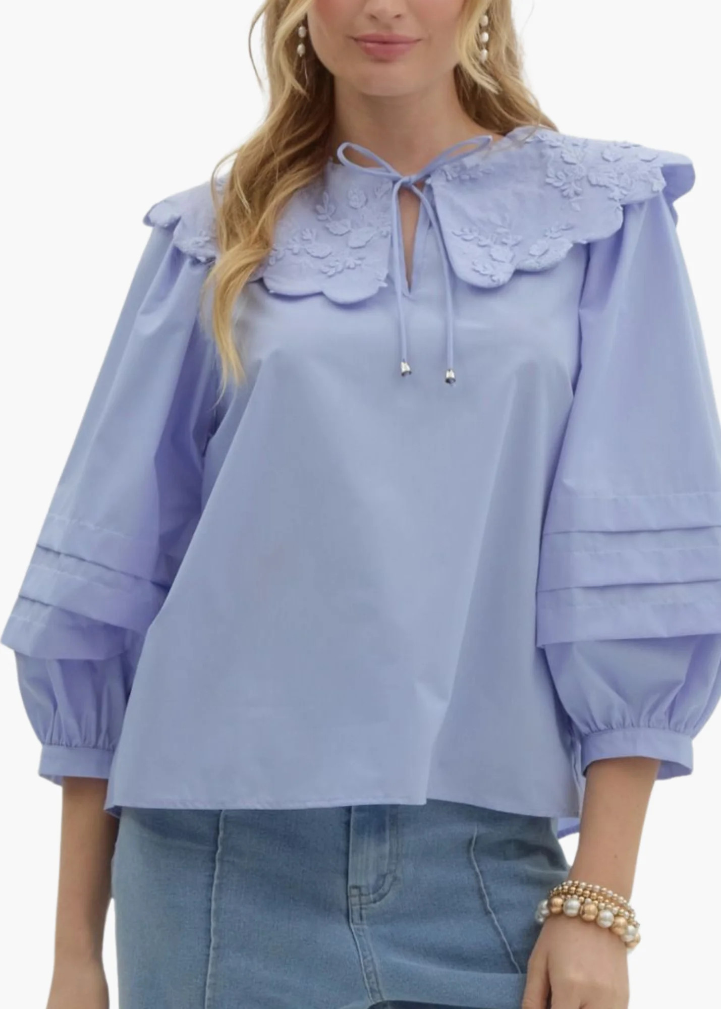 Marburger Top in Cornflower | Poppy and Pink