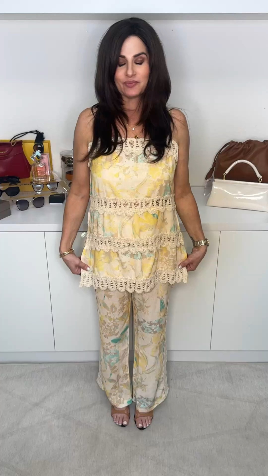 I love this set. The embroidery, the colors and the comfort. 🩷 wearing a size sm in the set . Adjustable straps and ties on the side. Stunning #setunder50 #summerlook

#LTKootd #LTKOver40 #LTKPetite