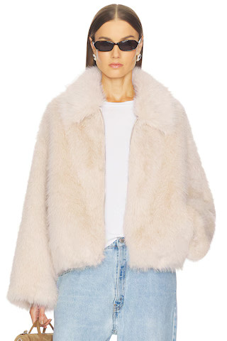 SRG Erin Faux Fur Jacket in Cream from Revolve.com | Revolve Clothing (Global)