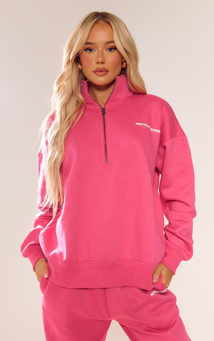 PRETTYLITTLETHING Hot Pink Printed Sweatshirt | PrettyLittleThing US
