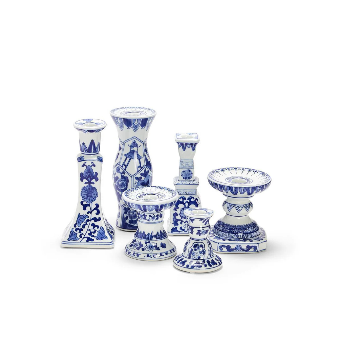 Blue & White Candlestick Holders | Stoffer Home