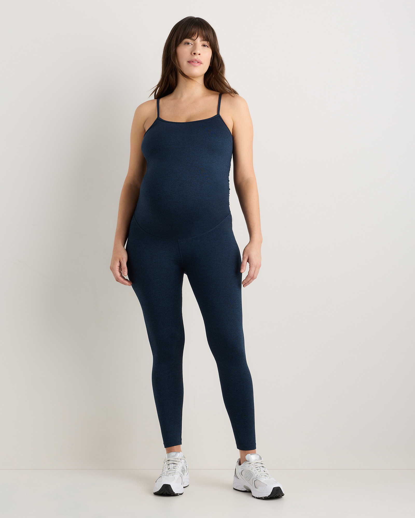 Quince | Women's Ultra-Soft Maternity Jumpsuit in Heather Green, Size Small, Polyester | Quince