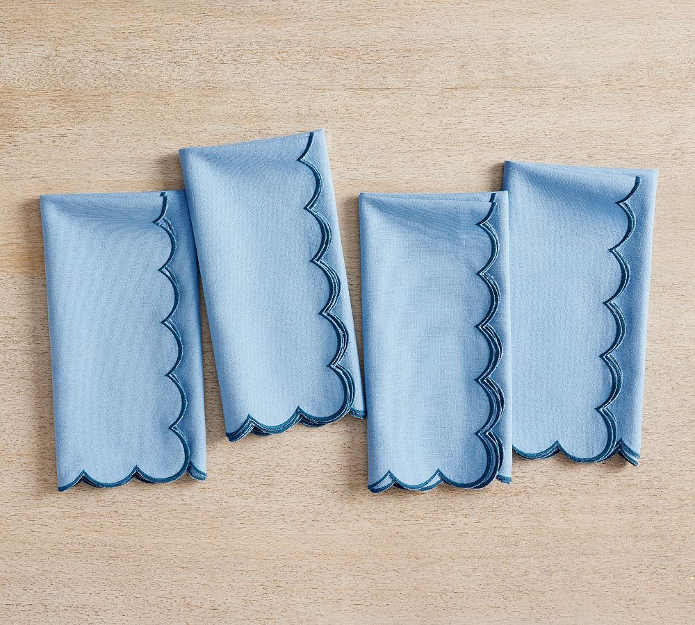 Scallop Border Cotton/Linen Napkins - Set of 4 | Pottery Barn (US)
