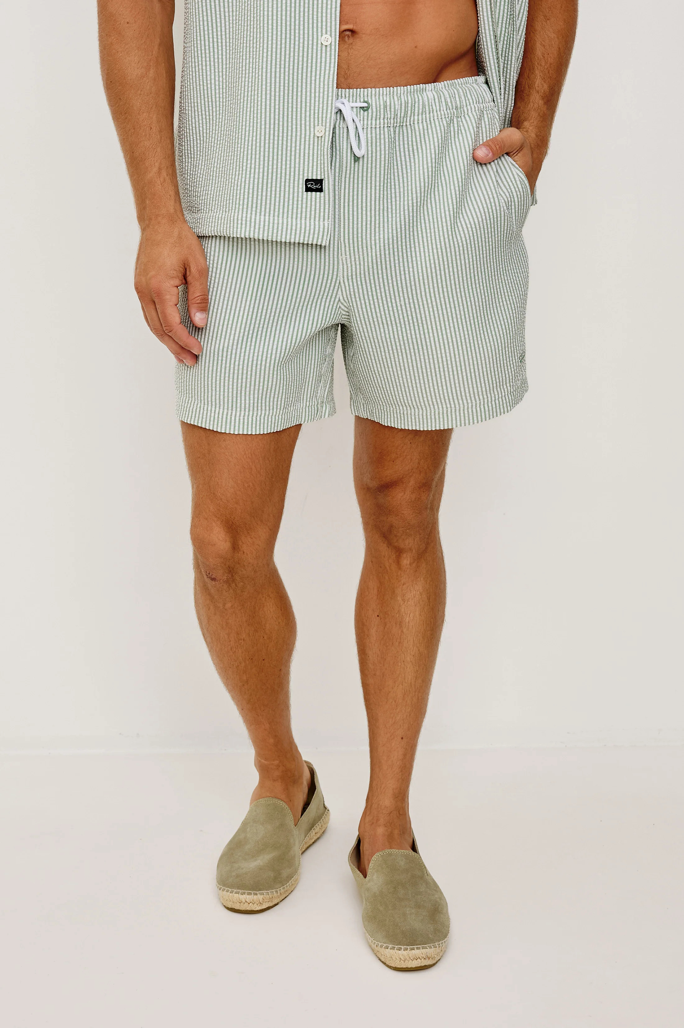 LA BREA SWIM SHORT - SAGE WHITE SEERSUCKER - M | Rails