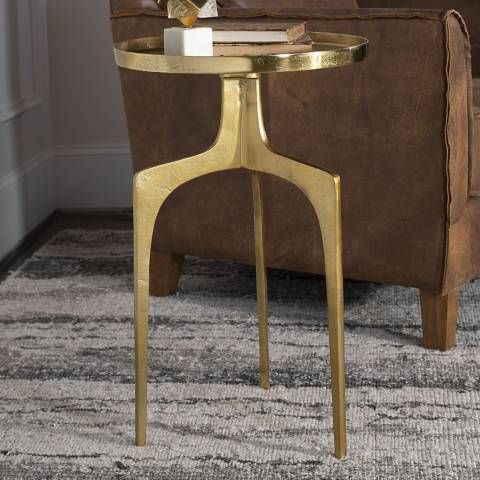 Kenna  Gold Aluminum Accent Table | Lamps Plus