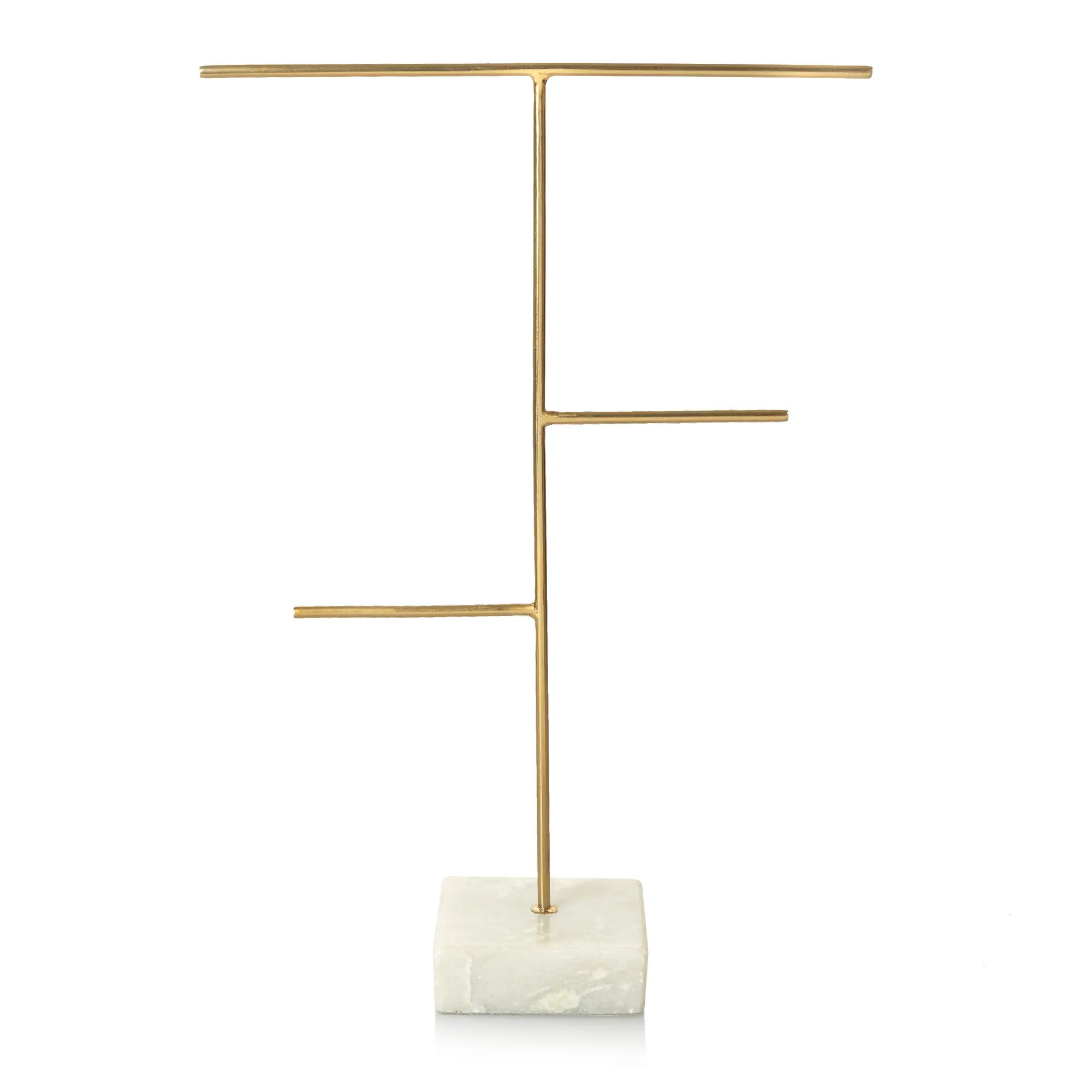 Three Arm Gold & Marble Base Jewellery Stand | Oliver Bonas (Global)