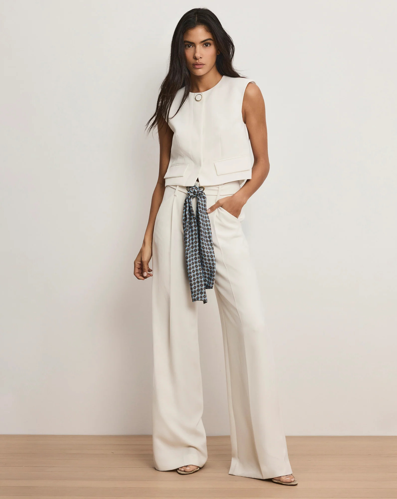 Cliffwood Cropped Vest in Dove White | Veronica Beard | Veronica Beard