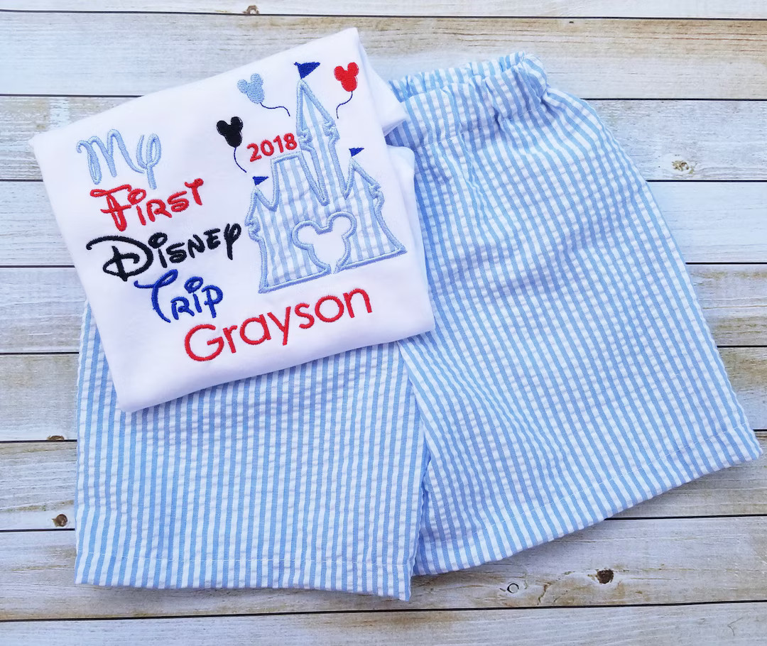 First Trip Castle Shirt, Boys Outfit, Shorts Tshirt, Matching Sibling Shirt, Magical Mouse Shirt,... | Etsy (US)