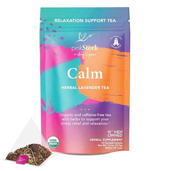 Pink Stork Calm Tea: Lavender Herbal Tea, 100% Organic, Stress Relief + Relaxation + Sleep Aid wi... | Amazon (US)