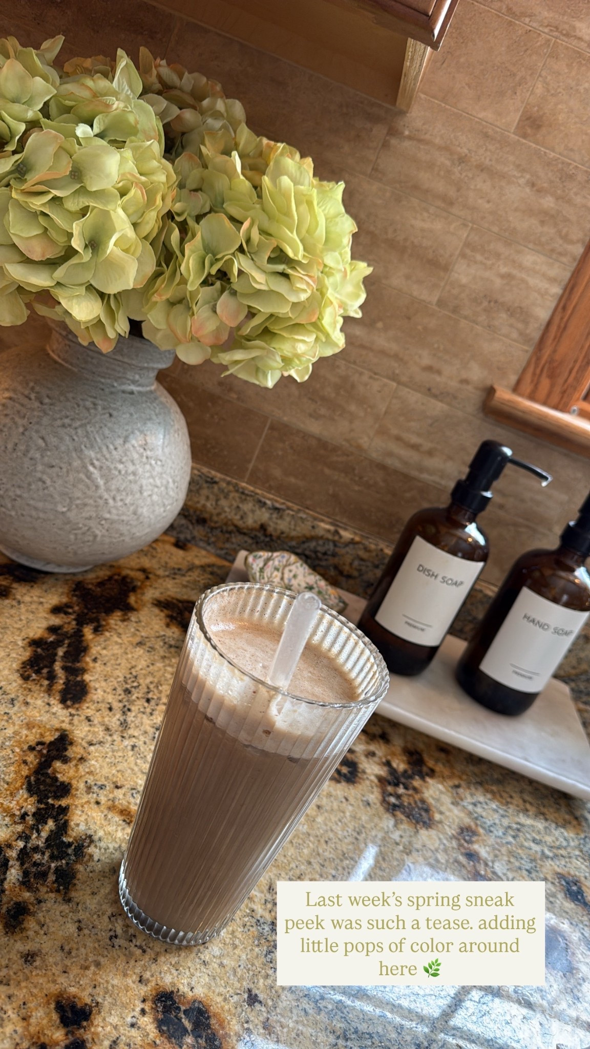 Loving pops of color for Spring around my home! These stems were such a great find, they look so realistic and the person soft color!

Spring home decor ceramic stone vase green hydragea stems realistic kitchen decor marble tray amber glass soap dispenser labels target Michaels Amazon kitchen sink setup 

#LTKdayinmylife #LTKHome #LTKSeasonal