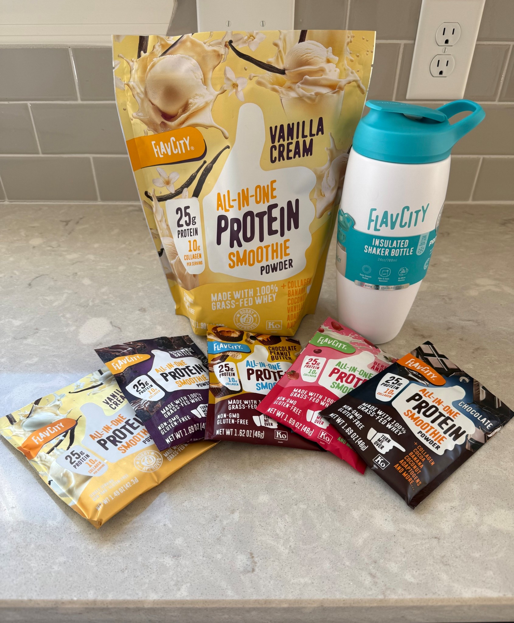 Flavcity protein powder
Whether you need a pack on the go or a shaker to take your drink on the road they have it all & so many flavors to choose from. 

#LTKmorningroutine #LTKActive