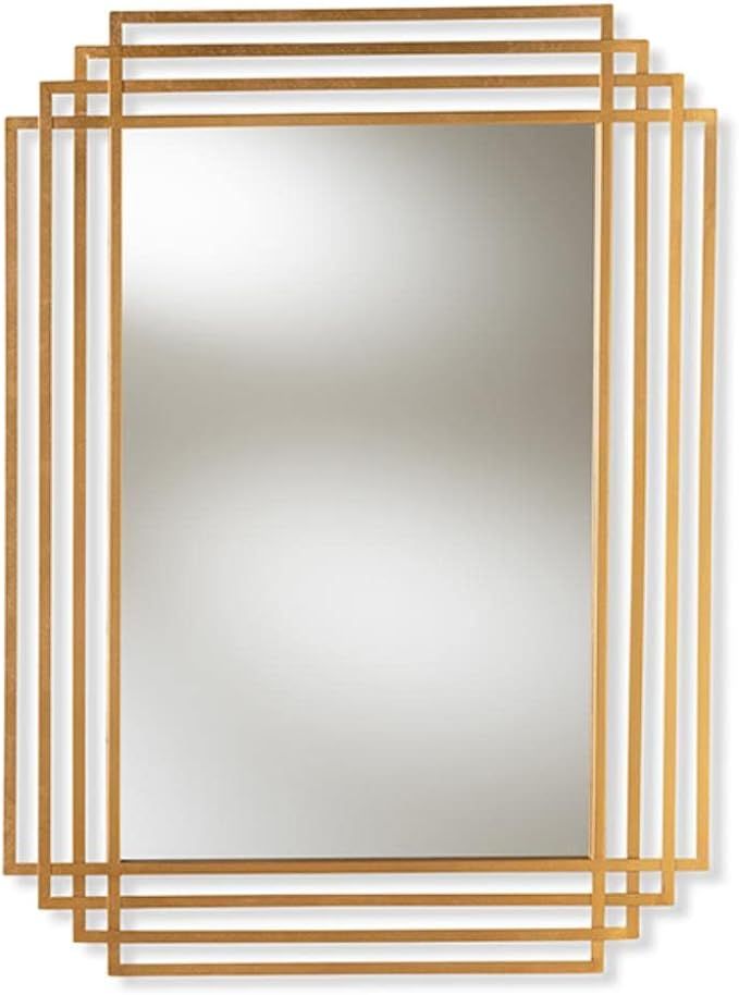 Baxton Studio Kalinda Decorative Wall Mirror in Gold | Amazon (US)