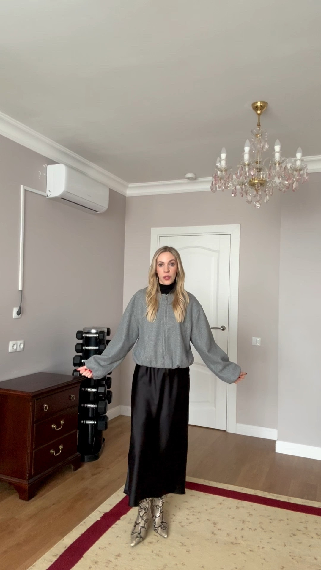 Work ootd, office look, @Zara bomber jacket, black satin skirt, snakeskin boots, office outfit 

#LTKOver40 #LTKootd #LTKWorkwear