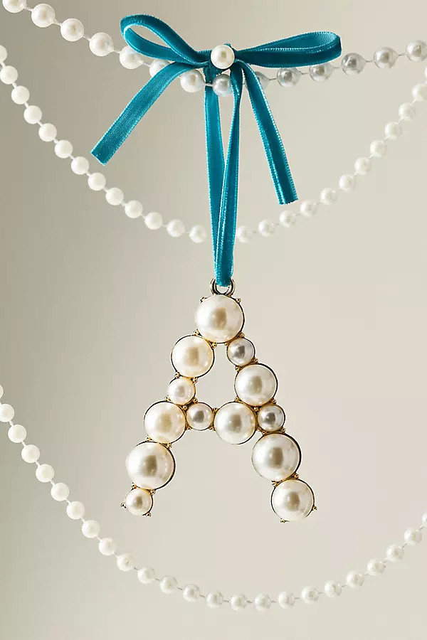 Pearl Monogram Ornament | Anthropologie (US)