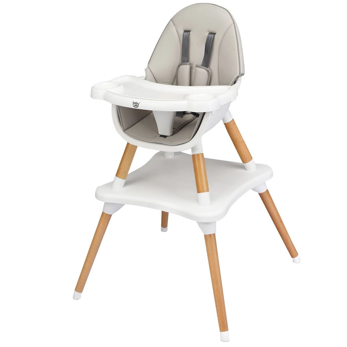 Babyjoy 5-in-1 Baby High Chair Infant Wooden Convertible Chair w/ 5-Point Seat Belt Gray | Walmart (US)