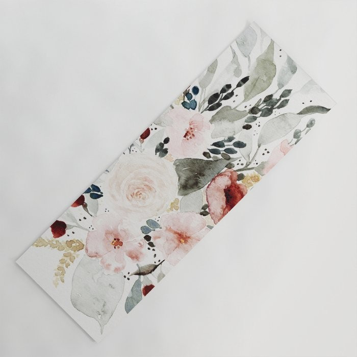 Loose Watercolor Bouquet Yoga Mat | Society6