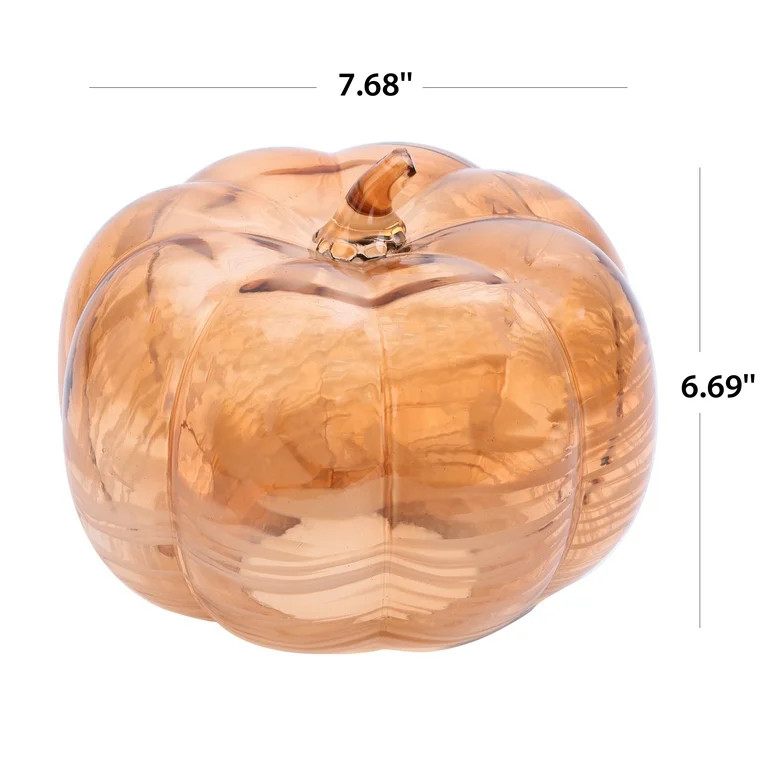 Better Homes & Gardens 8" Wide Marble Glass Pumpkin, Orange | Walmart (US)